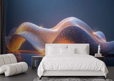 Illuminated abstract light sculpture with sparkling elements creating a sense of motion Wall mural