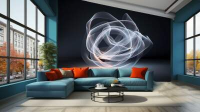 Smooth, interwoven light trails forming an abstract sculpture with a soft, white glow Wall mural