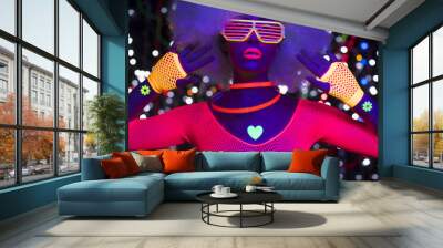 glow uv neon sexy disco female cyber doll robot electronic toy Wall mural