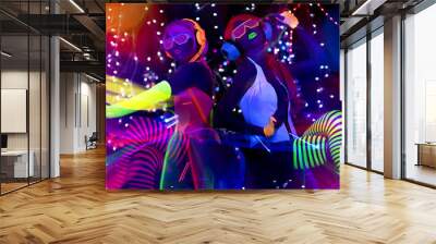 glow uv neon sexy disco female cyber doll Wall mural