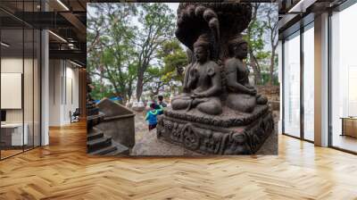 four buddhas and visitors, kathmandu, nepal Wall mural