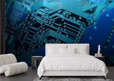 close-up of electronic components, electronic board. Wall mural