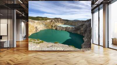 View of the two of the three tri-colored lakes on the peak of Ganung Kelimutu National Park in Flores, Indonesia. Wall mural