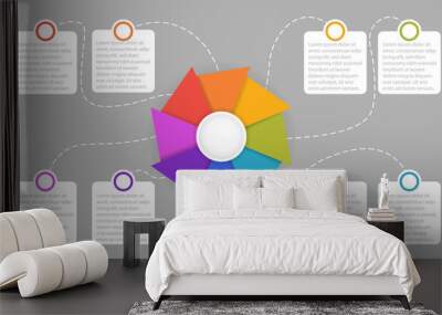 Infographic circle chart showing business data divided into 8 colorful sections. 8 concepts. Vector illustration. Wall mural