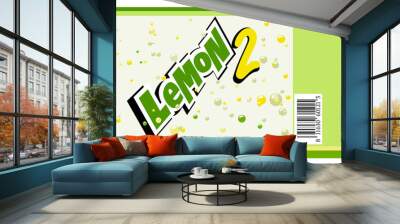 Lemon soda label design. Vector Illustration. Wall mural