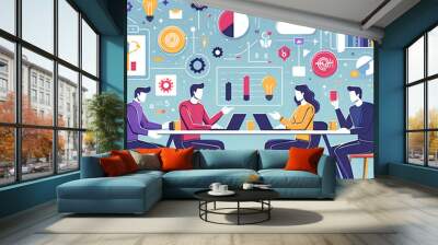 Project management concepts flat design illustration Wall mural