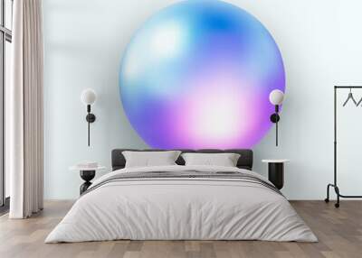 3d holographic primutive shape. Render of 3d neon iridescent sphere with rainbow effect. Realistic 3d vector Wall mural