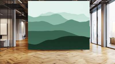 cute flat of hills slopes in the mist digital graphic texture or background illustration Wall mural