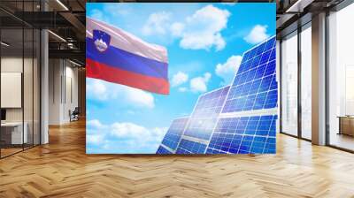 Slovenia alternative energy, solar energy concept with flag industrial illustration - symbol of fight with global warming, 3D illustration Wall mural