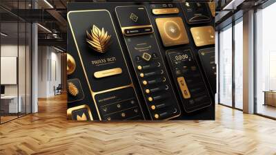 Modern gold user interface design. Conceptual mobile phone screen mock-up for application interface. Professional application design. Wall mural