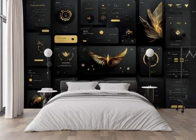 Modern user interface dashboard design template. Conceptual mock-up for application interface. Gold web development design. Wall mural