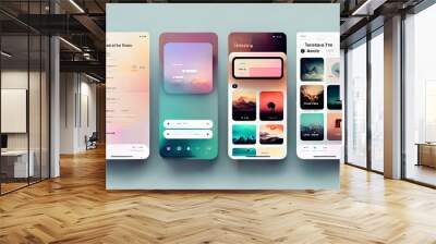 Modern user interface design. Conceptual mobile phone screen mock-up for application interface. Colorful, aesthetic, minimalistic.
 Wall mural