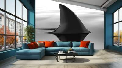 3d illustration of a scary shark swimming in a dark setting Wall mural