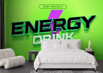 energy drink text effect on neon green background. editable font style Wall mural