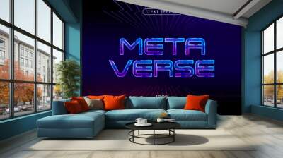 Futuristic technology text effect. Editable font style Wall mural