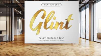 Gold foil Text effect. Editable font style Wall mural