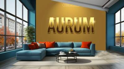 Golden text effect. Editable font style Wall mural