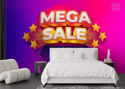 Mega sale banner template. Editable text Wall mural