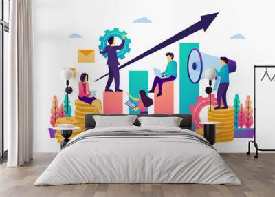 Vector illustration of scale up business strategy. Financial growth development team.Suitable for web banner, fyler, poster, ui, mobile app Wall mural