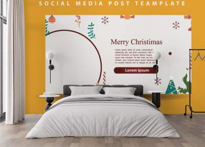 Set of Food Banner or poster, ads, template design. Suitable for Social Media Post or banner, poster Merry Christimas greeting Modern background color with Ornament vector. Wall mural