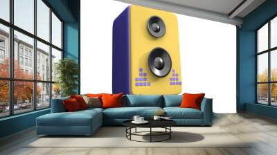 speaker 3d icon. with blue loudspeaker. Equipment for parties and home listening music. Speaker system for professional studio. Realistic 3d Rendering illustration Alpha Background Transparent Wall mural