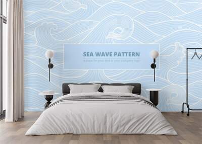 long banner background pattern blue sea waves Wall mural