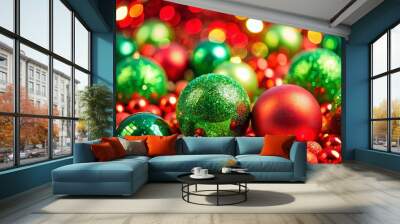 Vibrant Red and Green Abstract Background Perfect for Holiday Themes and Festive Designs Wall mural