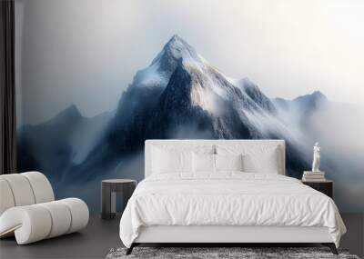 a misty mountain peak shrouded in mystery ai generated Wall mural