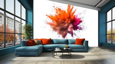 A vibrant explosion of powder against a clean white background Wall mural