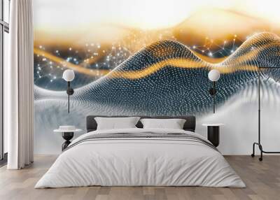 Abstract digital background. Network connection structure. Big data. Futuristic abstract wave. 3D rendering. Wall mural