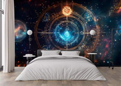 Abstract mystic astrology dark background Wall mural