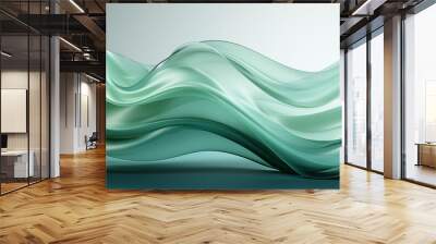 Abstract organic green waves and lines as wallpaper background Wall mural