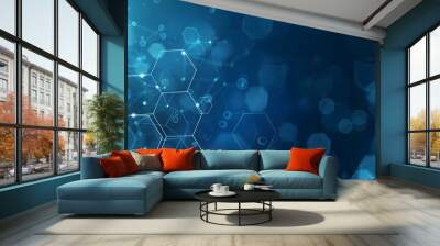 Abstract technology or medical background with hexagons Wall mural