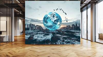 Antique of antiquities earth outdoors drawing planet. Wall mural