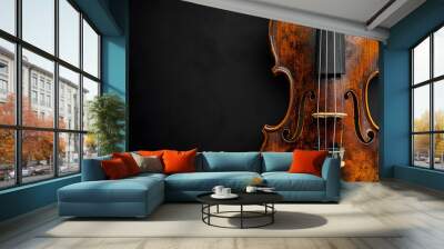 Antique violin with black space on the right Wall mural