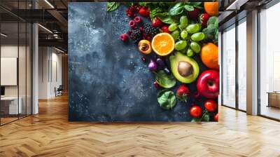 Assortment of fresh organic fruits and vegetables Wall mural