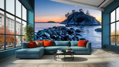 Sunset over Whyte Cliff, West Vancouver, beautiful British Columbia, Canada. Wall mural