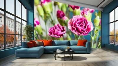 Pink carnations in a bouquet Wall mural