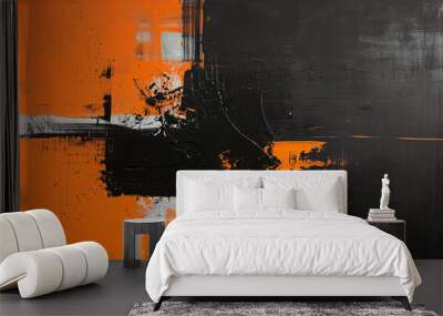 black and orange Palette Knife Painting Effect, Sponging, fabric, Colour washing, Digital Painting Backdrops, Background Texture, fabric Design, brush stock background, palette knife painting effect Wall mural