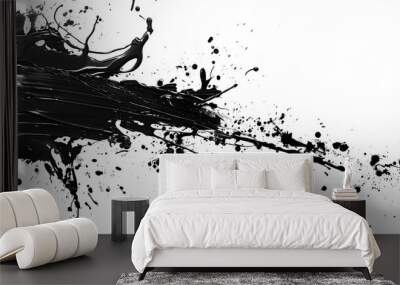 black graffiti paint splatter on white background Wall mural