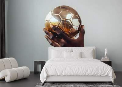 black hand holding soccer trophee Wall mural