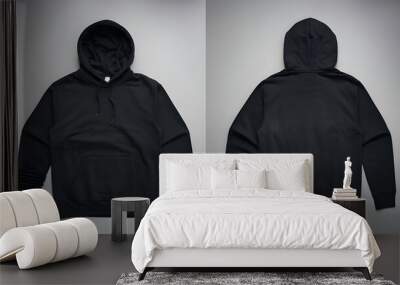 Black Hoodie Mockup   Front and Back View Wall mural