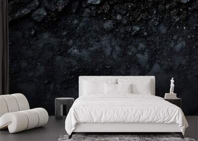 black or dark gray rough soil like texture background Wall mural