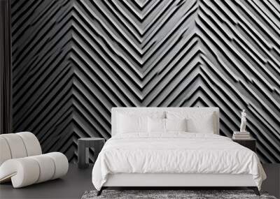 black zig zag pattern background. White background skew position Wall mural