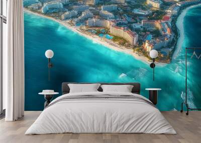 Cancun, Mexico, hotel resorts seen from the air. Wall mural