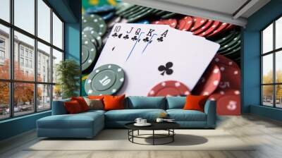 Cards and chips for poker Wall mural