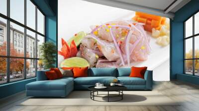 Ceviche, dish symbol of Peruvian gastronomy. Peru. Wall mural