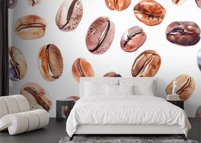 coffee bean watercolor soft pastel seamless pattern Wall mural