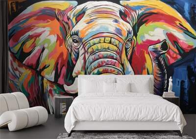 Colorful Abstract Elephant Pnting Wall mural