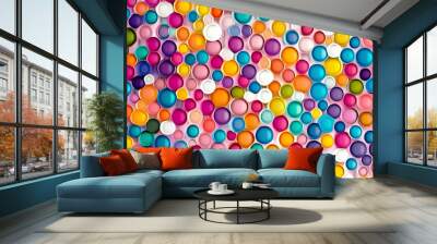 Colorful dots and circles pattern background Wall mural